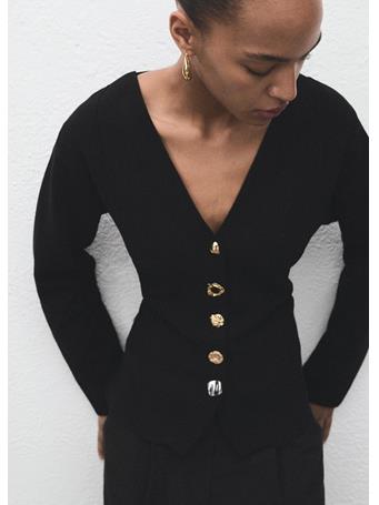 MANGO - Knitted Jacket With Jewel Buttons BLACK