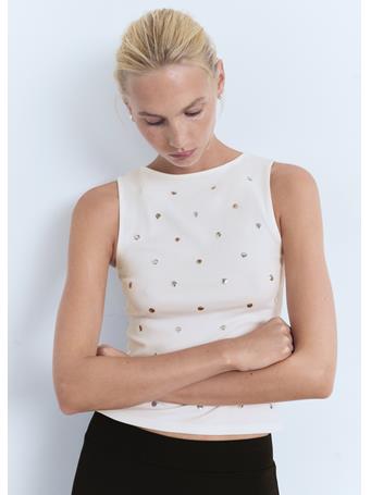 MANGO - Cotton Studded Top WHITE