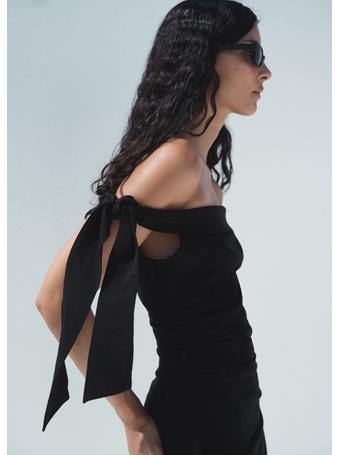 MANGO - Strapless Dress With Bow Detail BLACK