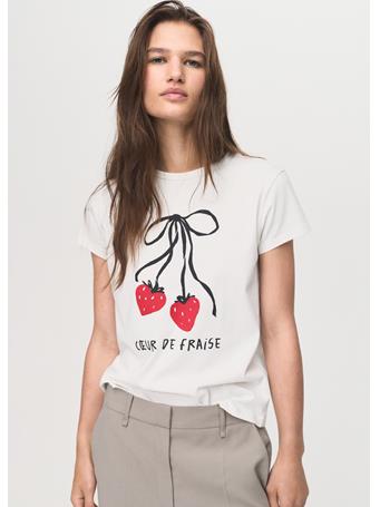 MANGO - Printed Cotton-blend T-shirt WHITE