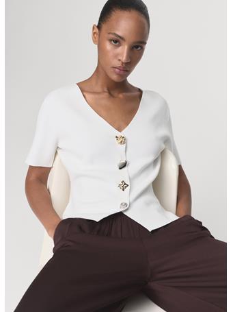 MANGO - Knitted Cardigan With Jewel Button WHITE