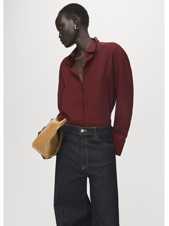 MANGO - Lyocell Shirt With Hidden Buttons WINE