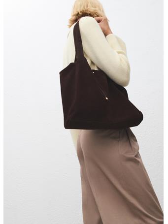 MANGO - Suede Shopper Bag DARK BROWN
