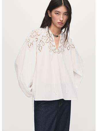 MANGO - Embroidered Blouse With Bows NATURAL WHITE