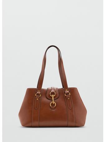 MANGO - Large Shoulder Bag With Hook Fastener MEDIUM BROWN