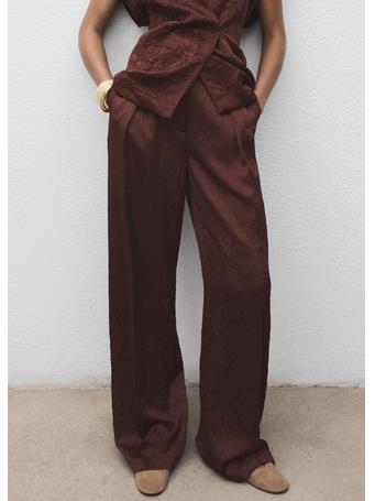 MANGO - Straight-leg Crinkled-effect Pants DARK BROWN