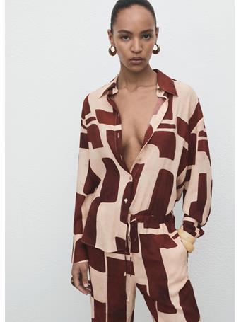 MANGO - Geometric Print Shirt NATURAL WHITE