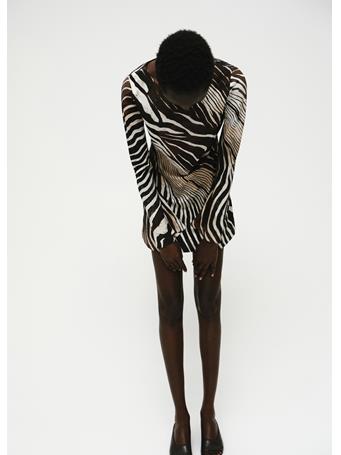 MANGO - Zebra-print Dress With Flared Sleeves BLACK