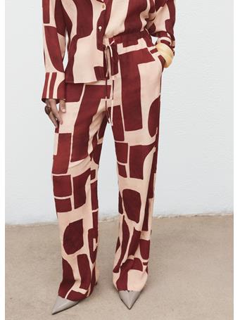 MANGO - Fluid Pants With Geometric Pattern NATURAL WHITE