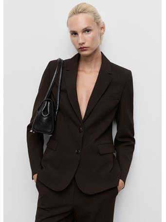 MANGO - Straight-fit Suit Blazer DARK BROWN