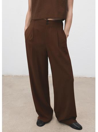MANGO - Straight-fit Pleated Pants DARK BROWN