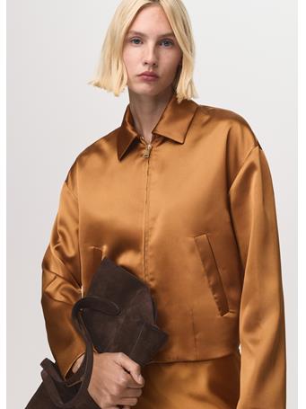 MANGO - Satin Jacket With Pockets DARK BROWN