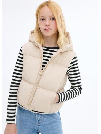 MANGO - Quilted Vest With Hood TAN