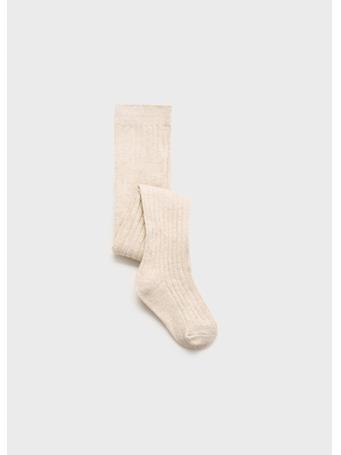 MANGO - Ribbed Tights BEIGE