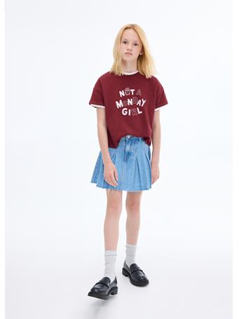 MANGO - Short-sleeved Printed T-shirt DARK RED