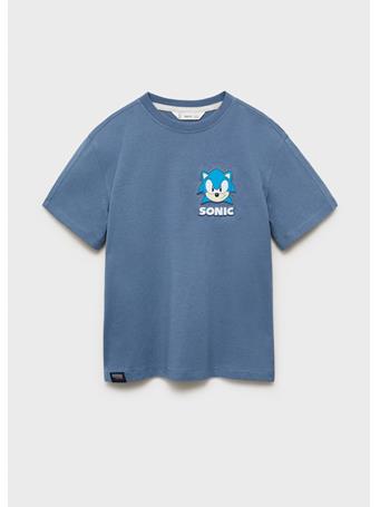 MANGO - Embossed Sonic T-shirt MED BLUE