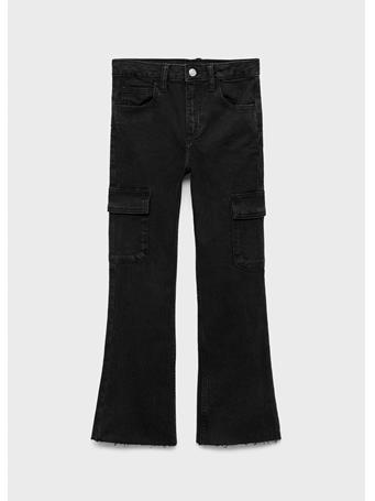 MANGO - Flared Cargo Jeans BLACK