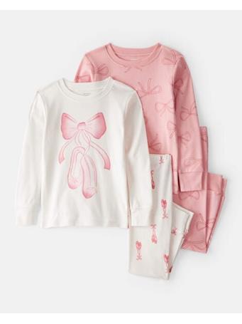 CARTERS - Baby Girl Ballet Print 100% Cotton Long-Sleeve 4-Piece Pajamas IVORY