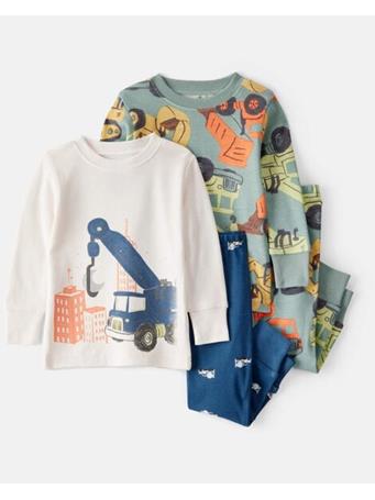 CARTERS - Baby Boy Construction Print 100% Cotton Long-Sleeve 4-Piece Pajamas GREEN