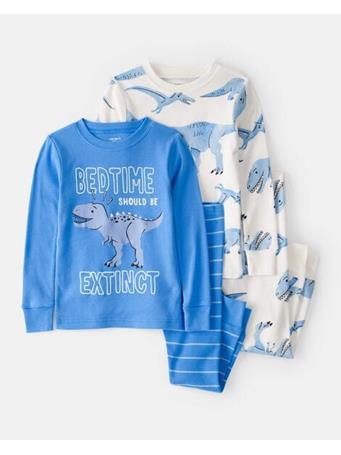 CARTERS - Baby Boy Dinosaur Print 100% Cotton Long-Sleeve 4-Piece Pajamas BLUE