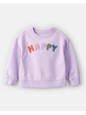 CARTERS - Toddler Girl Happy French Terry Long-Sleeve Pullover Sweatshirt PURPLE