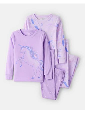 CARTERS - Unicorn Print Long-Sleeve 4-Piece Pajamas PURPLE