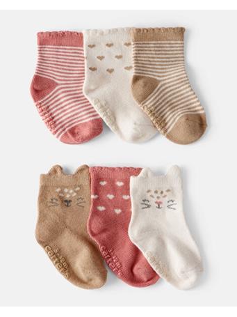CARTERS - Baby Girl 6-Pack Cat Ankle Socks MULTI