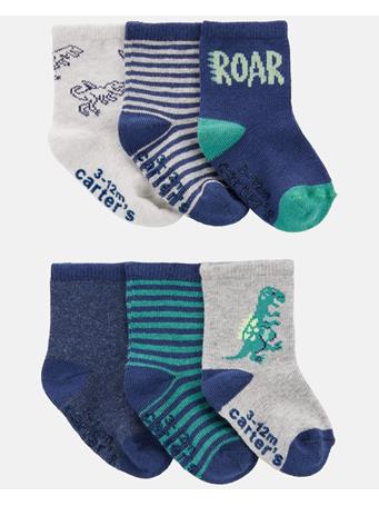 CARTERS - Pack of 6 Baby Dinosaur Socks MULTI