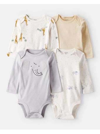 CARTERS - Baby 4-Pack Safari Print Cotton Long-Sleeve Multipack Bodysuits MULTI