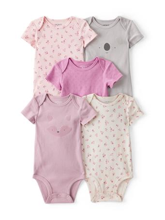 CARTERS - Baby Girl 5-Pack Short-Sleeved Bodysuits MULTI