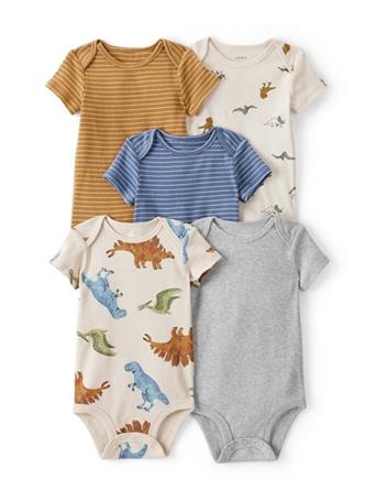 CARTERS - Baby Boy 4-Pack Dinosaur Print Cotton Short-Sleeve Multipack Bodysuits MULTI