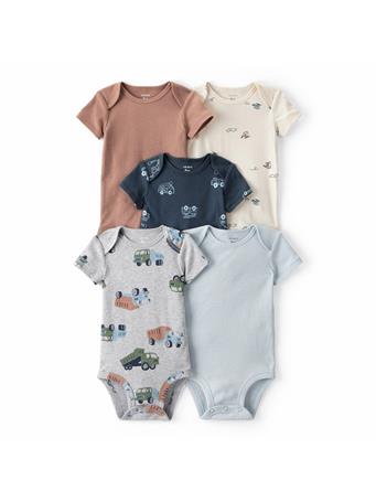 CARTERS - 5-Pack Construction Short-Sleeve Bodysuits MULTI