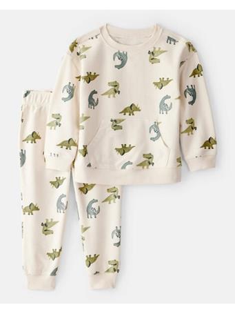 CARTERS - Toddler Boy Dinosaur French Terry Long-Sleeve Tee & Pant Set IVORY