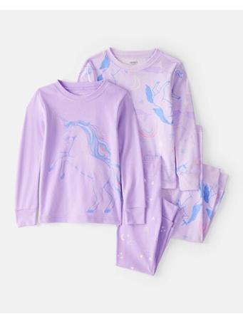 CARTERS - Toddler Unicorn Print Snug Fit Cotton 4-Piece Pajamas PURPLE
