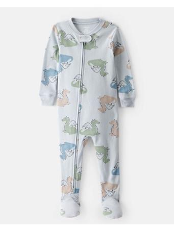CARTERS - Toddler Boy Dragon 100% Cotton Long-Sleeve 1-Piece Pajamas GREEN