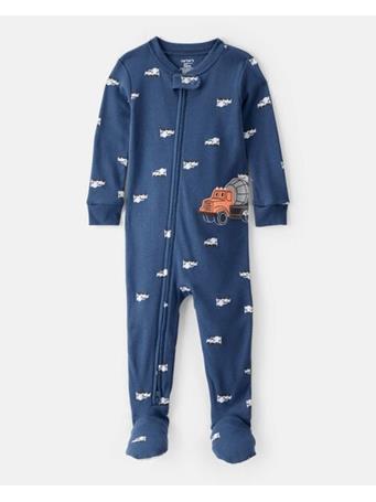 CARTERS - Toddler Boy Construction 100% Cotton Long-Sleeve 1-Piece Pajamas NAVY