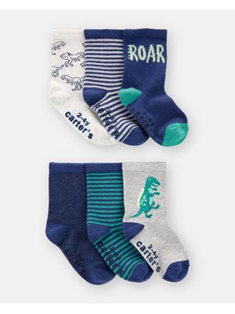 CARTERS - Dinosaur Knee High Socks - 6 Pack MULTI