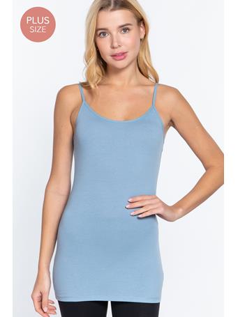 ACTIVE BASIC - Adjustable Strap Basic Tunic Cami SATIN BLUE