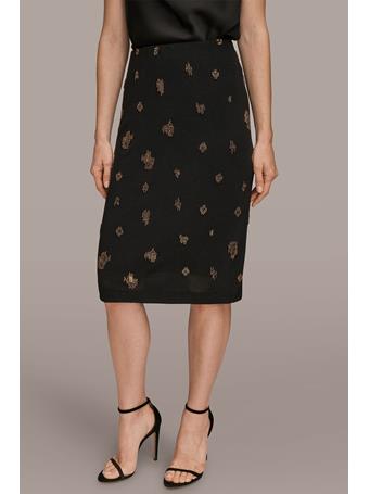 DONNA KARAN - Bead Pencil Skirt BLK MET COMBO