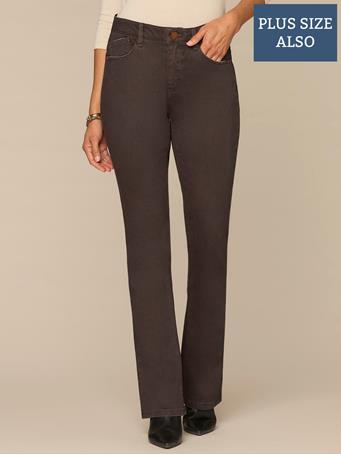 DEMOCRACY - "Ab"solution High Rise Rhinestone Plus Size Itty Bitty Boot Pants ESPRESSO