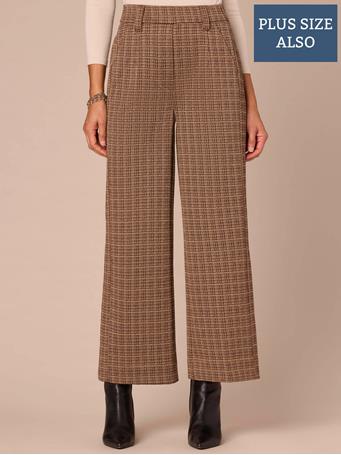 DEMOCRACY - "Ab"leisure Skyrise Pull-On Plus Size Wide Leg Pants with Side Panels BROWN MULTI