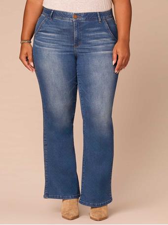 DEMOCRACY - "Ab"solution Skyrise Side Seam Trouser Detail Plus Size Bootcut Jeans BLUE