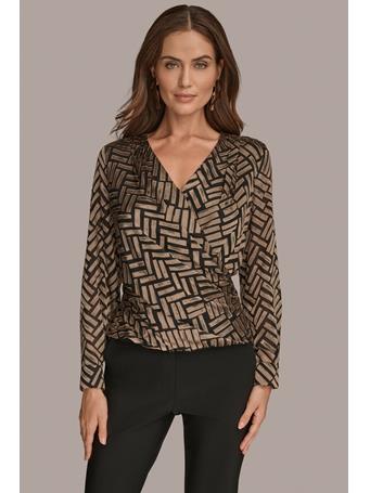 DONNA KARAN - Wrap-Effect Chevron Burnout Top BLK/NOLITA