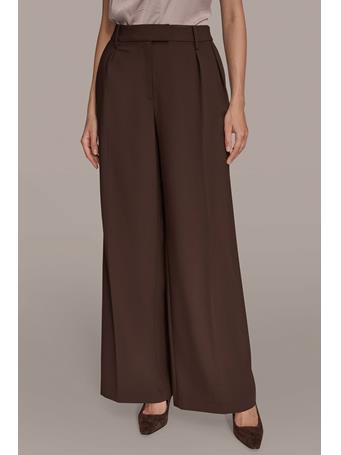 DONNA KARAN - Extra High-Rise Tab-Waist Wide-Leg Pant CHOCOLT PLUM