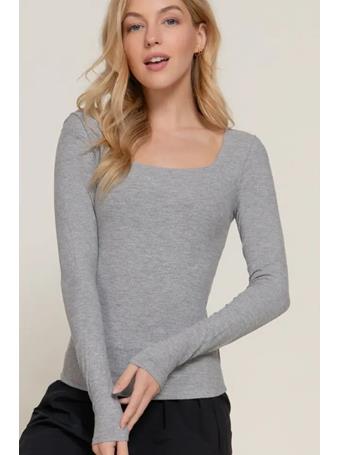 ACTIVE BASIC - Long Sleeve Square Neck Double Layer Tee H GREY
