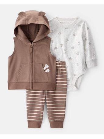 CARTERS - Baby 3-Piece Dog Little Vest Set BROWN
