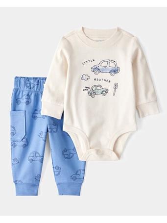 CARTERS - Baby 2-Piece Car Little Brother Long-Sleeve Bodysuit Pant Set IVORY