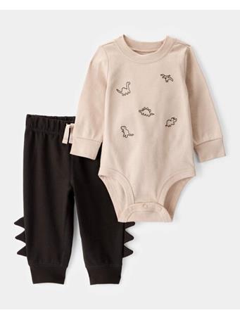 CARTERS - Baby Boy 2-Piece Dinosaur Long-Sleeve Bodysuit Pant Set BROWN