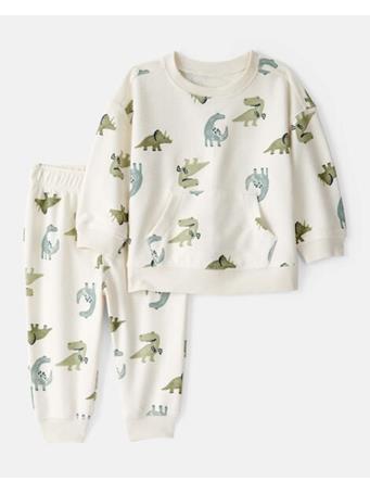 CARTERS - Baby Boy Dinosaur French Terry Long-Sleeve Tee & Pant Set IVORY