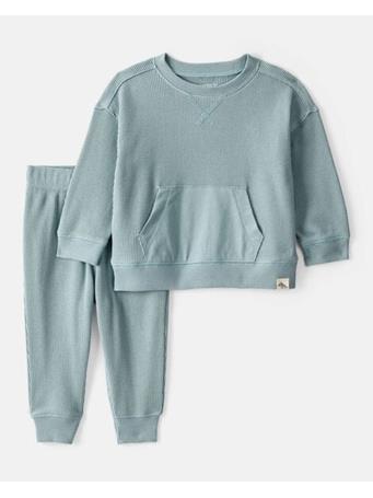 CARTERS - Baby Boy Waffle Knit Long-Sleeve Tee & Pant Set GREEN